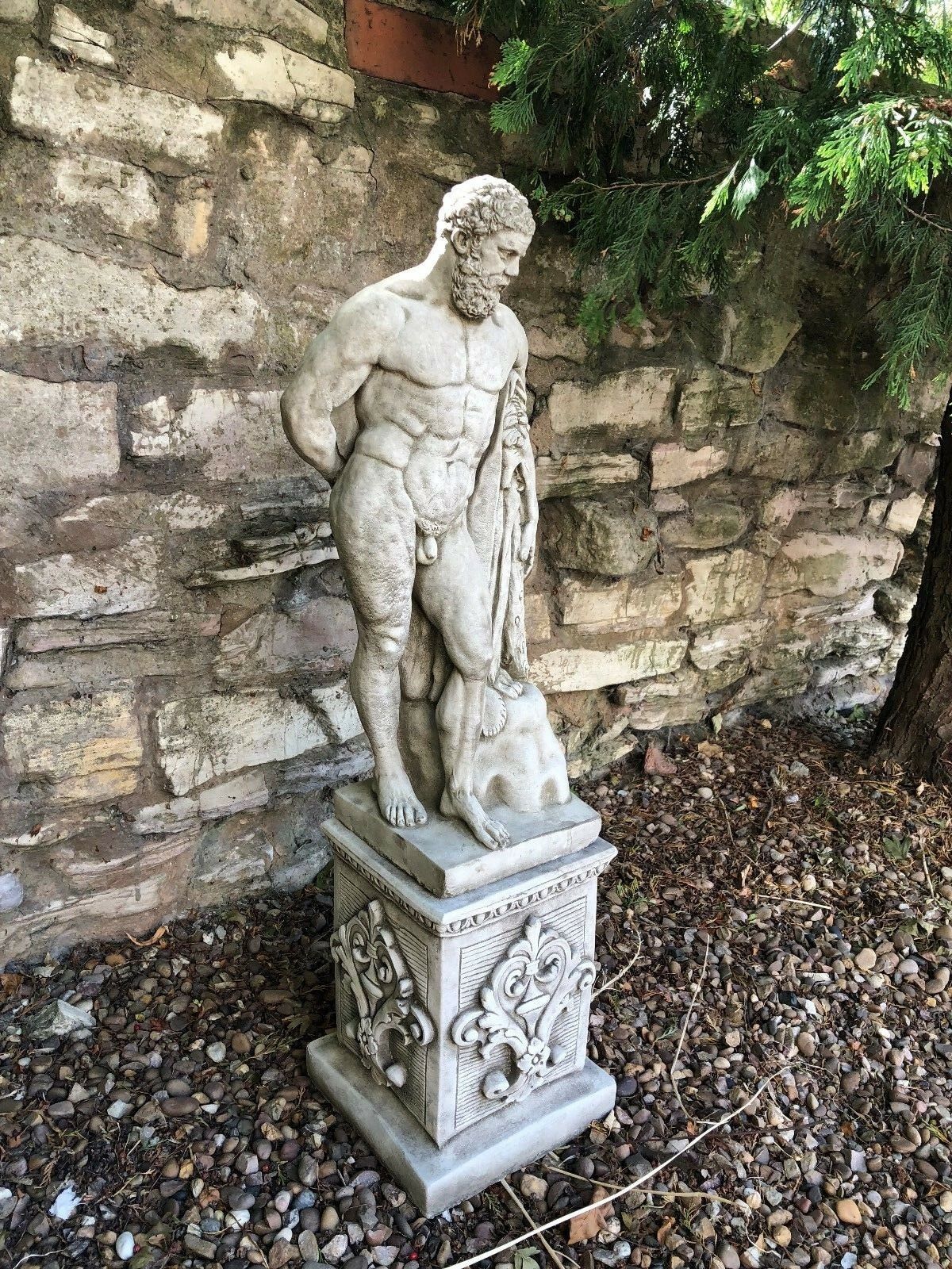 Stunning Stone Naked Hercules Sculpture Garden Statue