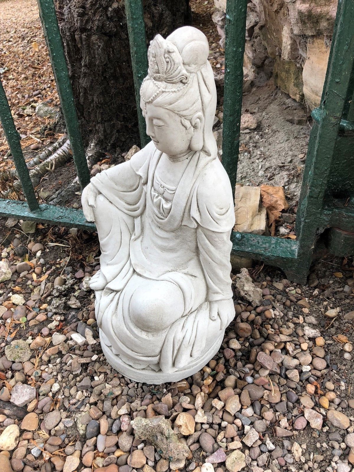 Stunning Stone Goddess Kuan Yin Sculpture Garden Ornament