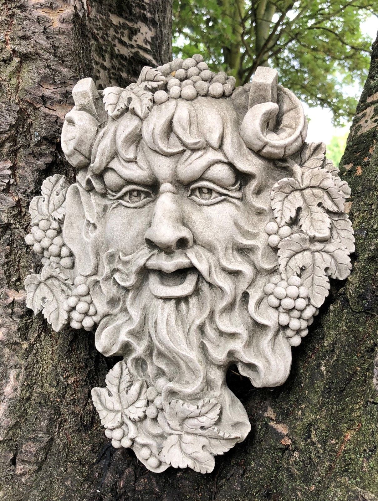 Stone Bacchus Face Wall Plaque 