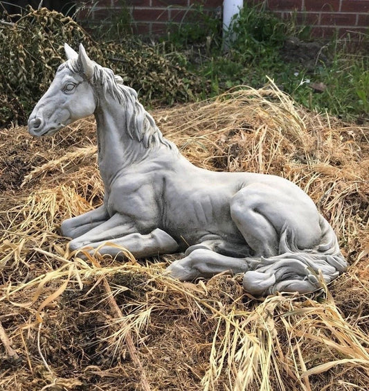 Stone Resting Horse Ornament