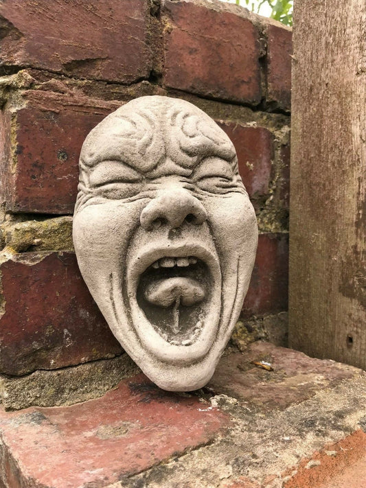 Stone Funny Scream Face Wall Plaque