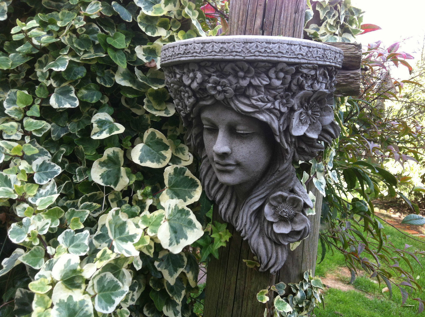 Stone Floral Lady Wall Shelf/Plaque