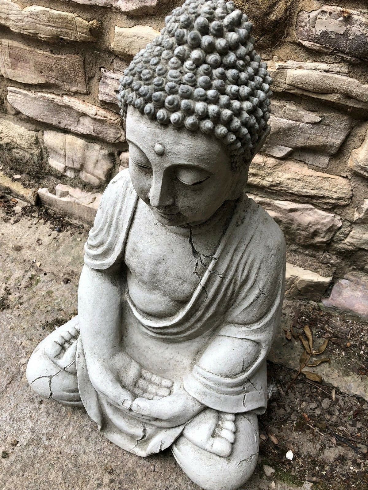 Stunning Stone Sitting Buddha Sculpture Garden Ornament