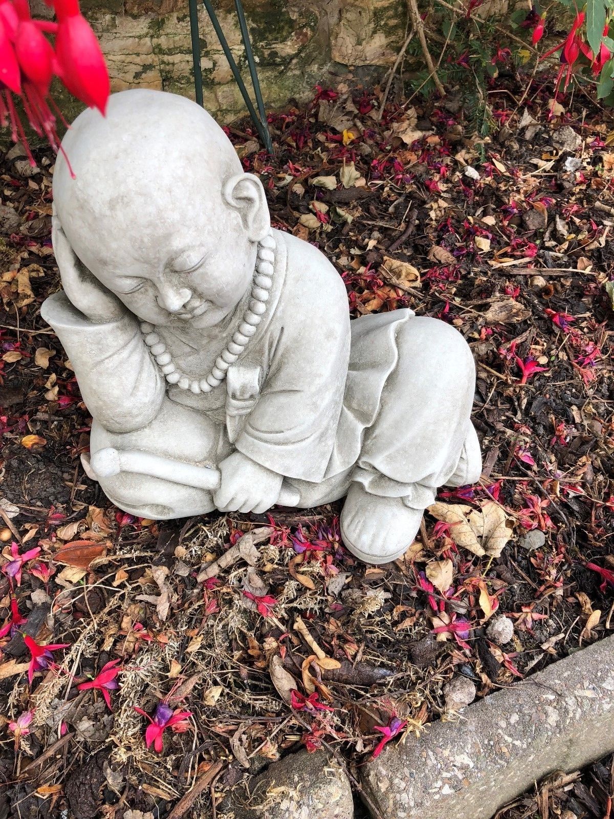 Stunning Stone Resting Monk Sculpture Garden Ornament