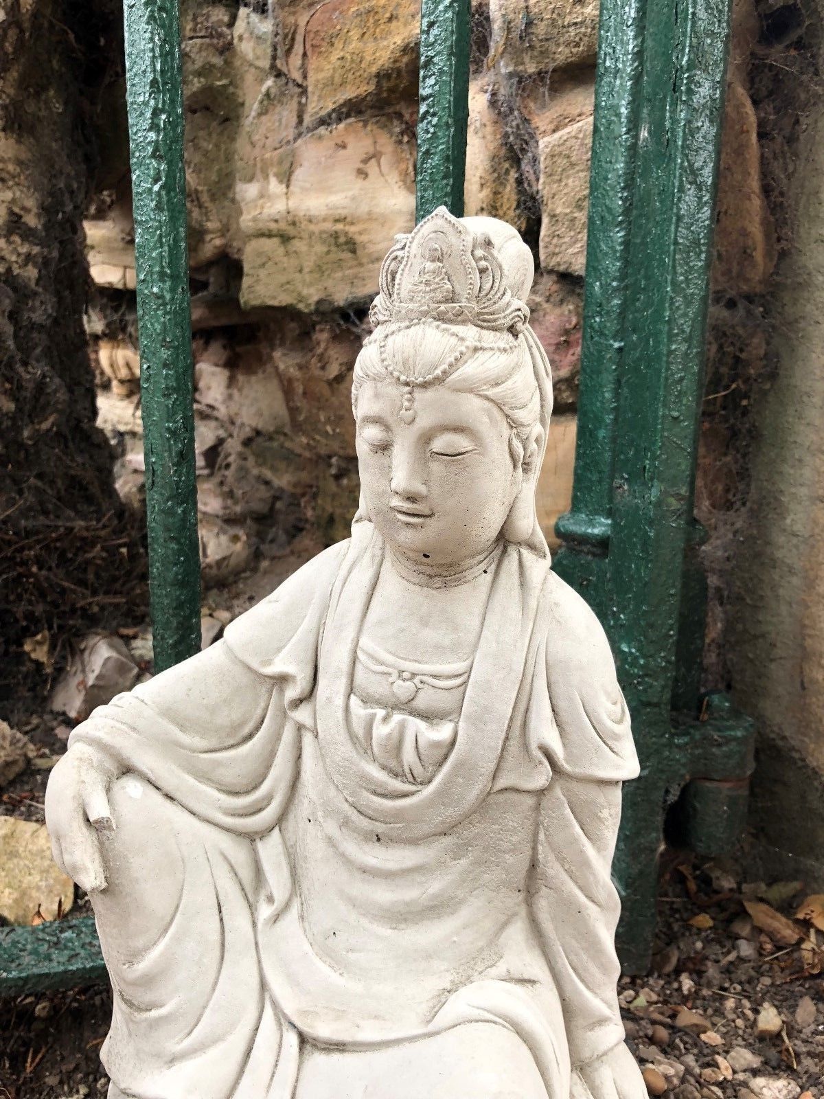 Stunning Stone Goddess Kuan Yin Sculpture Garden Ornament