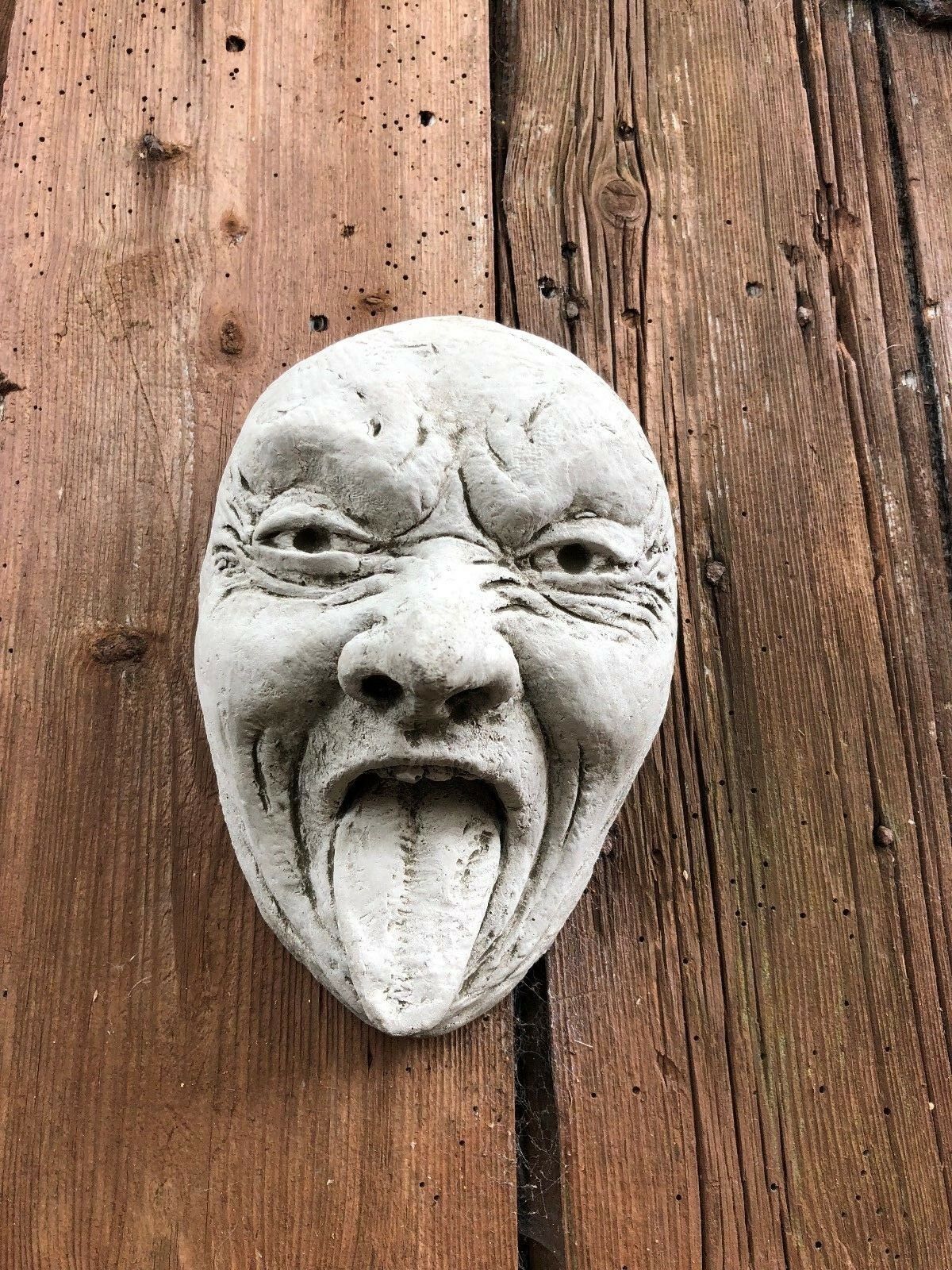 Stone Funny Tongue Out Face Wall Plaque 