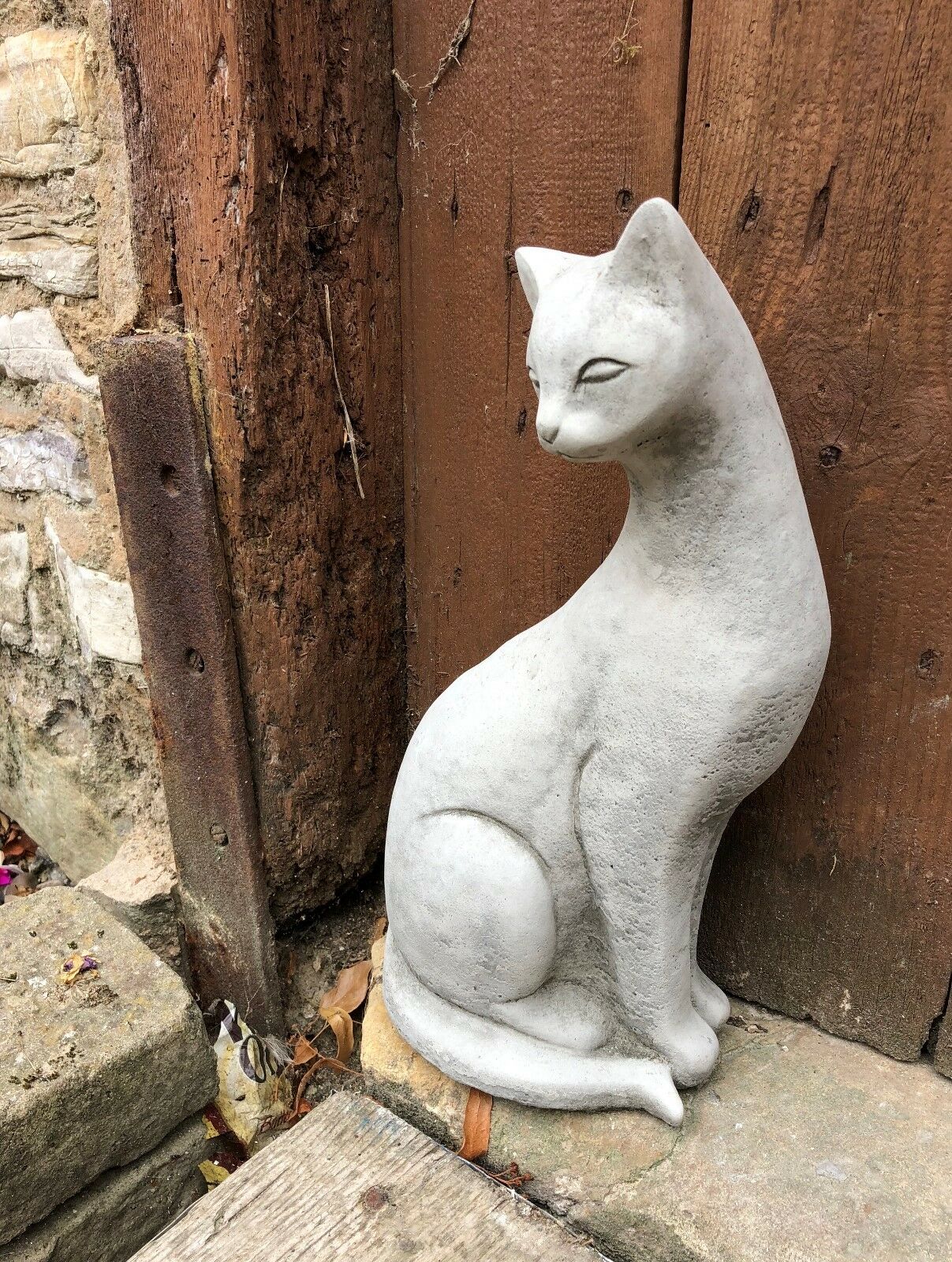 Set of 2 Stone Siamese Cat Ornaments